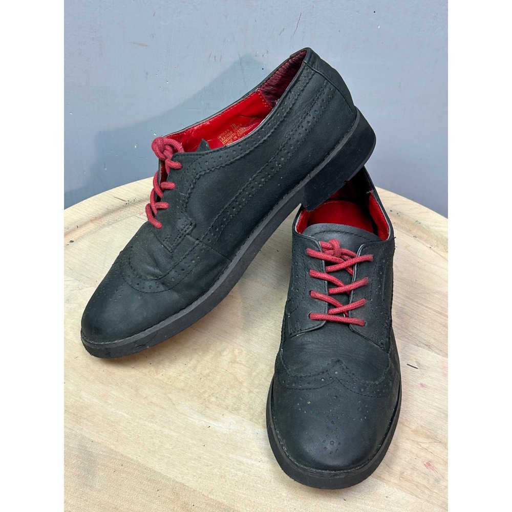 Lauren Ralph Lauren Black‎ Leather Wingtip Oxford Lace Up Dress Shoes